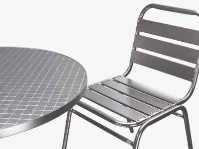 Light Outdoor Round Dining Table with Chairs 3D model