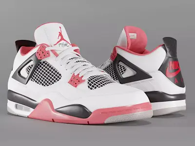 Nike Air Jordan 4 Retro Fire Red Shoe Low-poly 3D model