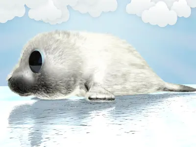 Cartoon Baby Seal Rigged Low-poly 3D model