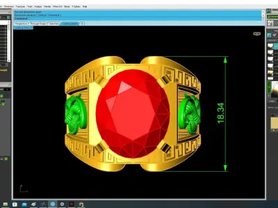 Luxury Snake Motif Oval Gemstone Ring for Men 3368 3D print model
