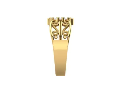 7stonering gold ring with diamonds 3D print model