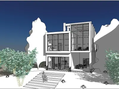3 Bedroom 3 Bathroom House Plans Low-poly 3D model