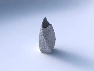 Vase twisted double arc quadratic with wavy grid piramides 3D print model