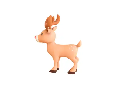 Cartoon Reindeer 5 Cute Low-poly 3D model