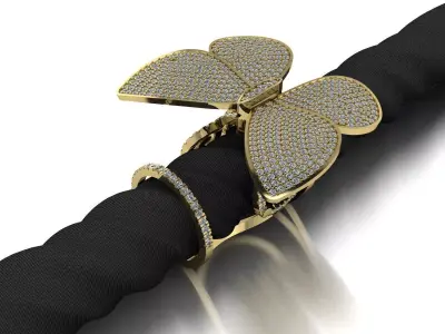 Butterfly Ring Gold Move 3D print model