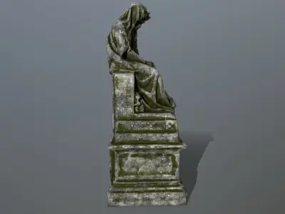 statue 1 gravestone Low-poly 3D model
