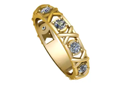 Gold Diamond Ring 3D print model
