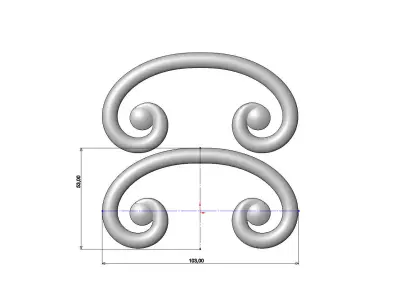 Forged floral scroll ornament onlay relief 3D print model