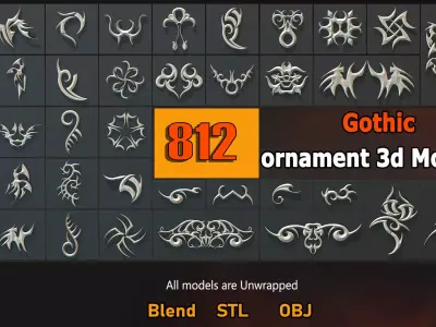 Gothic Ornaments 812 -Architectural Kitbash-3d model- VOL08 Low-poly 3D model