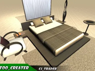 Low-Poly Luxury Bed Room collection 3d model Low-poly 3D model