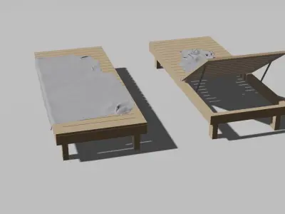 Sunlounger with Towels Free 3D model
