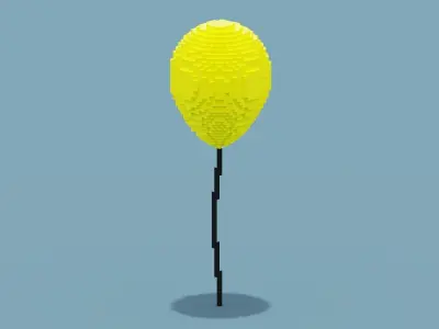 Voxel Yellow Balloon Low-poly 3D model