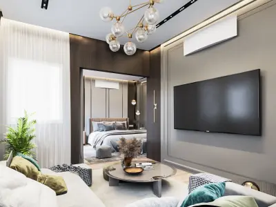 Master Bedroom with Living Room 3D model