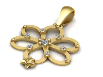 Elegant Floral Loop Pendant  3D Printable Model 3D print model