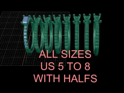 Engagement princess diamond ring 3D print model