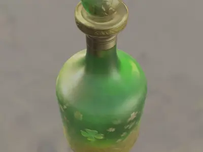 Emerald Clover Bottle Low-poly 3D model
