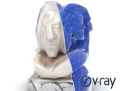 Baroque Marble Sculpture Dynamic Drapery model pack Low-poly 3D model