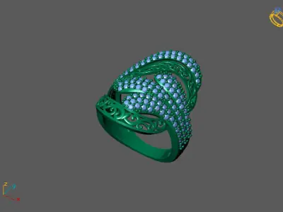 STL 3DM Women Ring Womens Ring Diamonds With Stone Model 3D print model