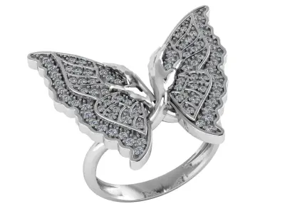 BUTTERFLY DIAMOND RING 3D PRINTABLE MODEL  3D print model