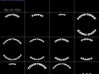 20x Toyo Tires tire sidewall 4K PNG decals Texture
