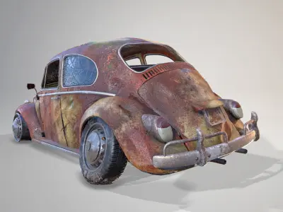 Rusty Volkswagen Beetle 3D model