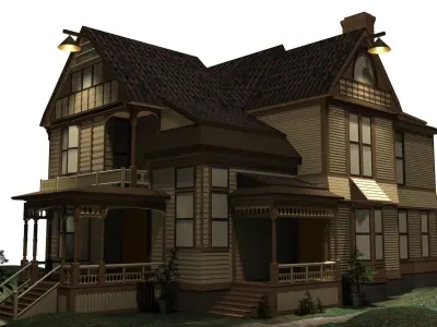 Exterior Night Low-poly 3D model