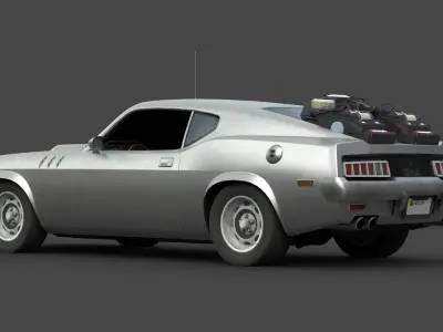 White Vintage Muscle Car 3D Model  High-Quality Free low-poly 3D model