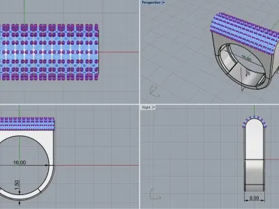 signet ring with gems model 650 3D print model