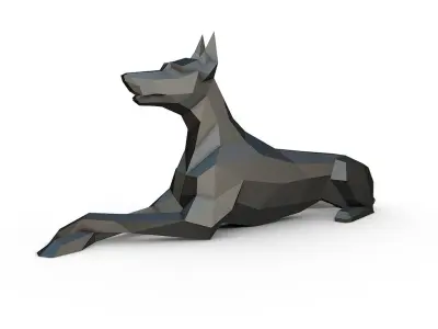 doberman lying down  3D print model