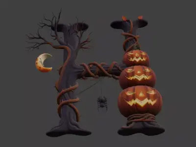 Halloween Letter H 3D Model 3D print model