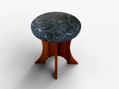 Luxury Side Table - Marble Surface and Wooden Frame Low-poly 3D model