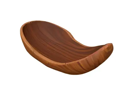 Rustic Organic Wooden Serving Bowl Low-poly 3D model