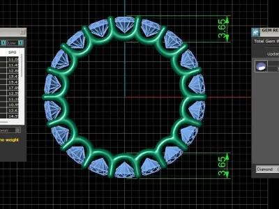 U Shaped Eternity Ring 3 point 5 mm stone size swiss 9 and EU49 3D print model