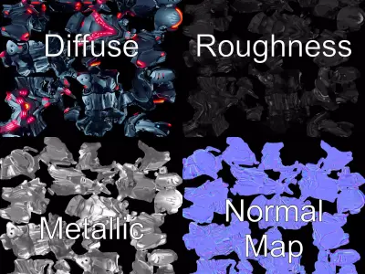 Futuristic Cyber Warrior model pack Low-poly 3D model