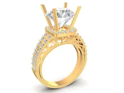Classic Solitaire Engagement Diamond Ring for Women  1814 3D print model