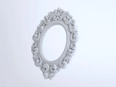 Oval Baroque Mirror Frame 3D model
