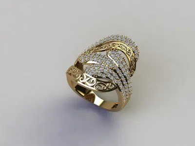 STL 3DM Women Ring Womens Ring Diamonds With Stone Model 3D print model