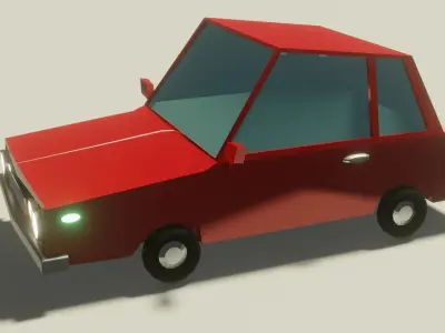 3D Low-Poly Red Car Low-poly 3D model