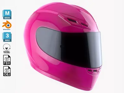 Motorcycle Helmet Racing 3D model Adjustable Colors  Low-poly 3D model