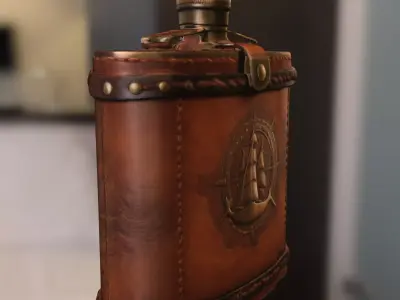 Vintage Nautical Flask Low-poly 3D model