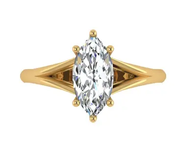 Marquise solitare cathedral split shank ring 3D print model