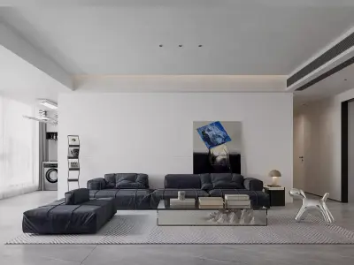 Modern living room dining room interior scenes 133 3D model