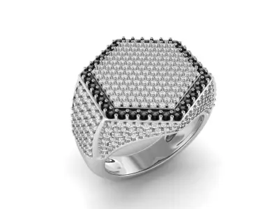 Hexagonal Shape Champions Diamond Ring 3D print model 3D print model