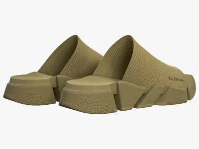 Balenciaga Speed 2 Slide Sandals Brown 3D model