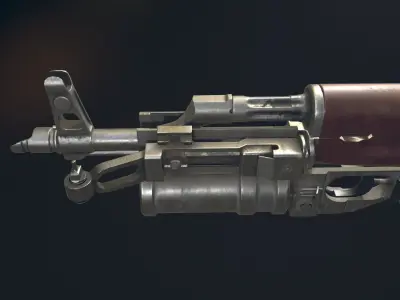 AKM Automatic Rifle equipped with  GL25 Low-poly 3D model