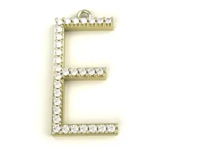 Diamond Letter E Pendant Initials Gold Silver Luxury Jewelry 3D print model