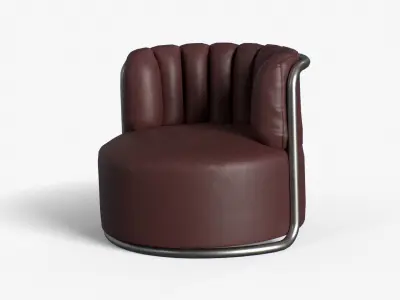 MONTI Arm Chair brown leather Low-poly 3D model