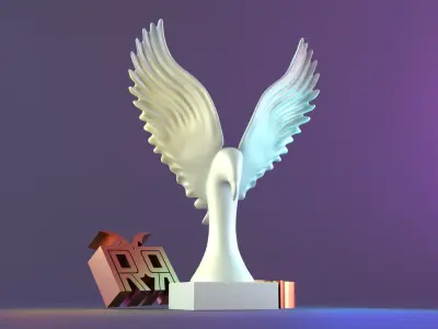 Golden Wings Majestic Bird Statue 3D print model