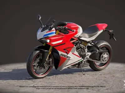 Sports Bike  Motorcycle DUCATTI Fully Rigged Game Ready Model Low-poly 3D model