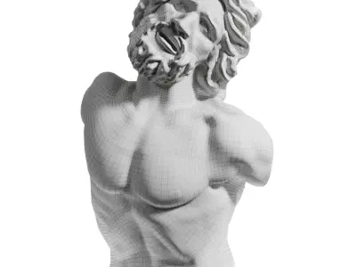 Laocoon bust sculpture Low-poly 3D model